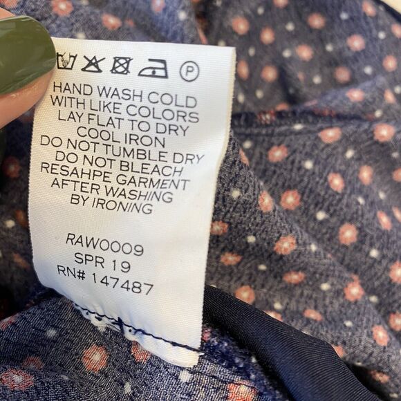 Draper James Self Tie Romper Jumpsuit Medium Navy Blue Red Floral RAW0009 - Picture 8 of 11